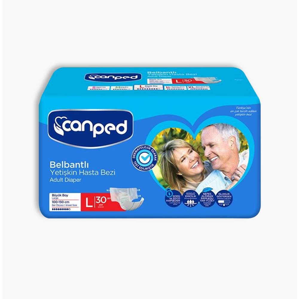Canped Bel Bantlı Tekstil 30lu Large Hasta Alt Bezi
