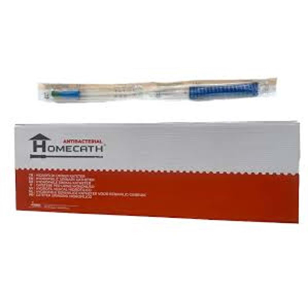 Homecath Antibakteriyal Hidrofilik Üriner Kateter Su Soketli Male 40Cm 8Ch 30lu