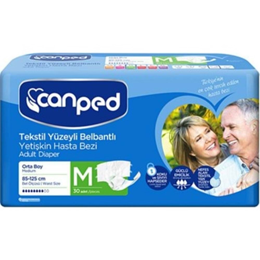 Canped Belbantlı Tekstil Medium [orta] 30lu Hasta Alt Bezi