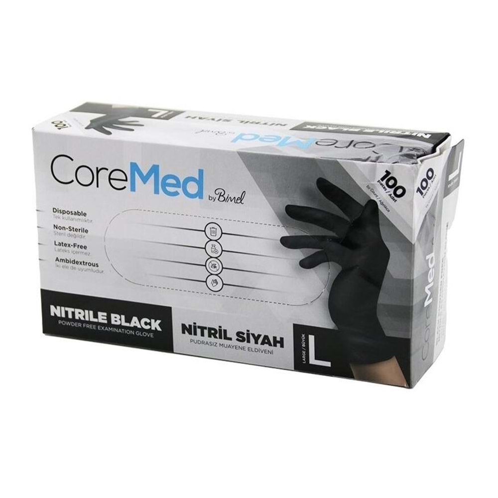 Eldiven Nitril Siyah Large 100lü