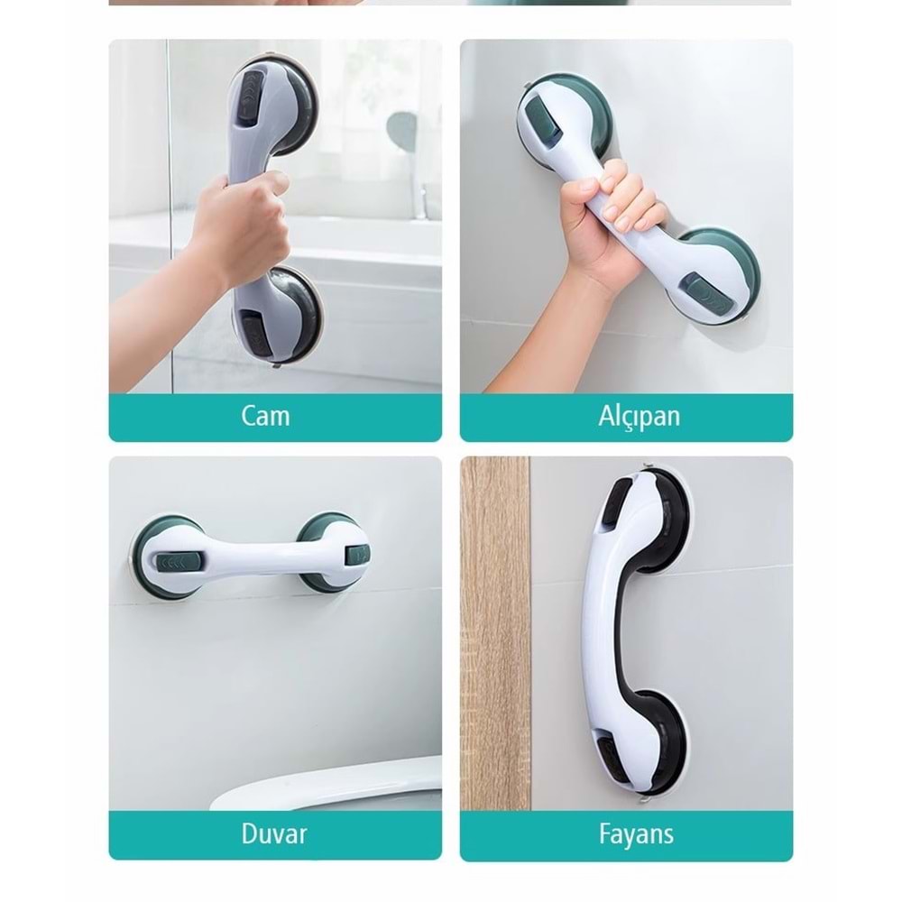Vantuzlu Banyo Tutacağı - Kayma Düşme Önleyici Kilitli Tutunma Barı
