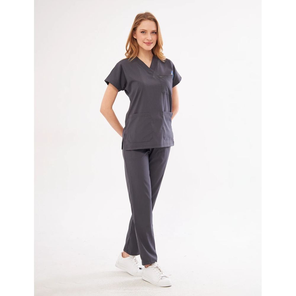 Antrasit Likralı Greys Scrubs Takım XL