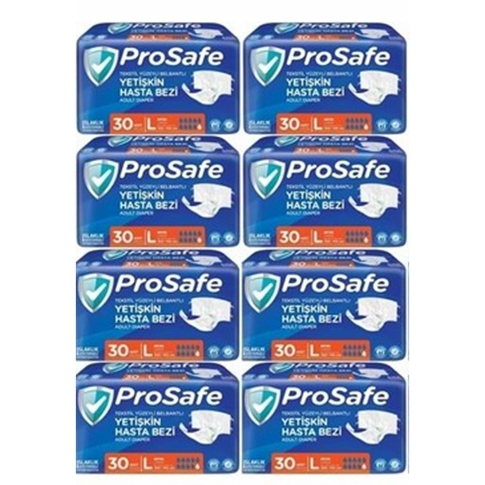 Prosafe Bel Bantlı Large Tekstil Hasta Alt Bez 30*8 240 adet