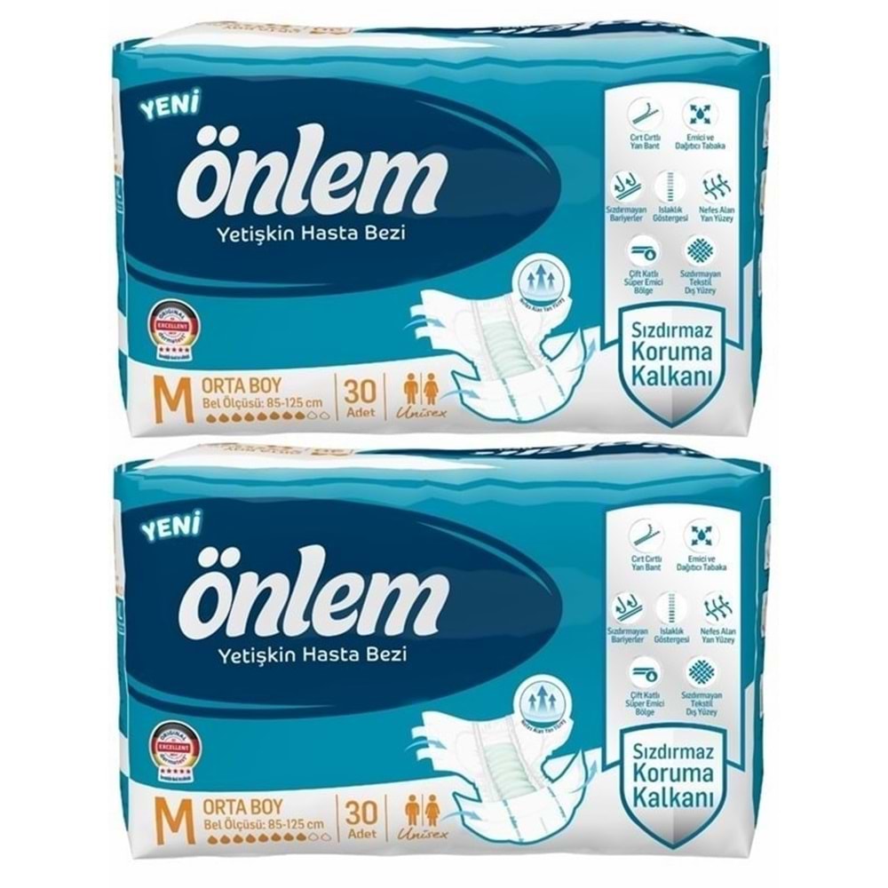 Önlem Bel Bantlı Medium Tekstil Hasta Alt Bez 30*2 60 adet