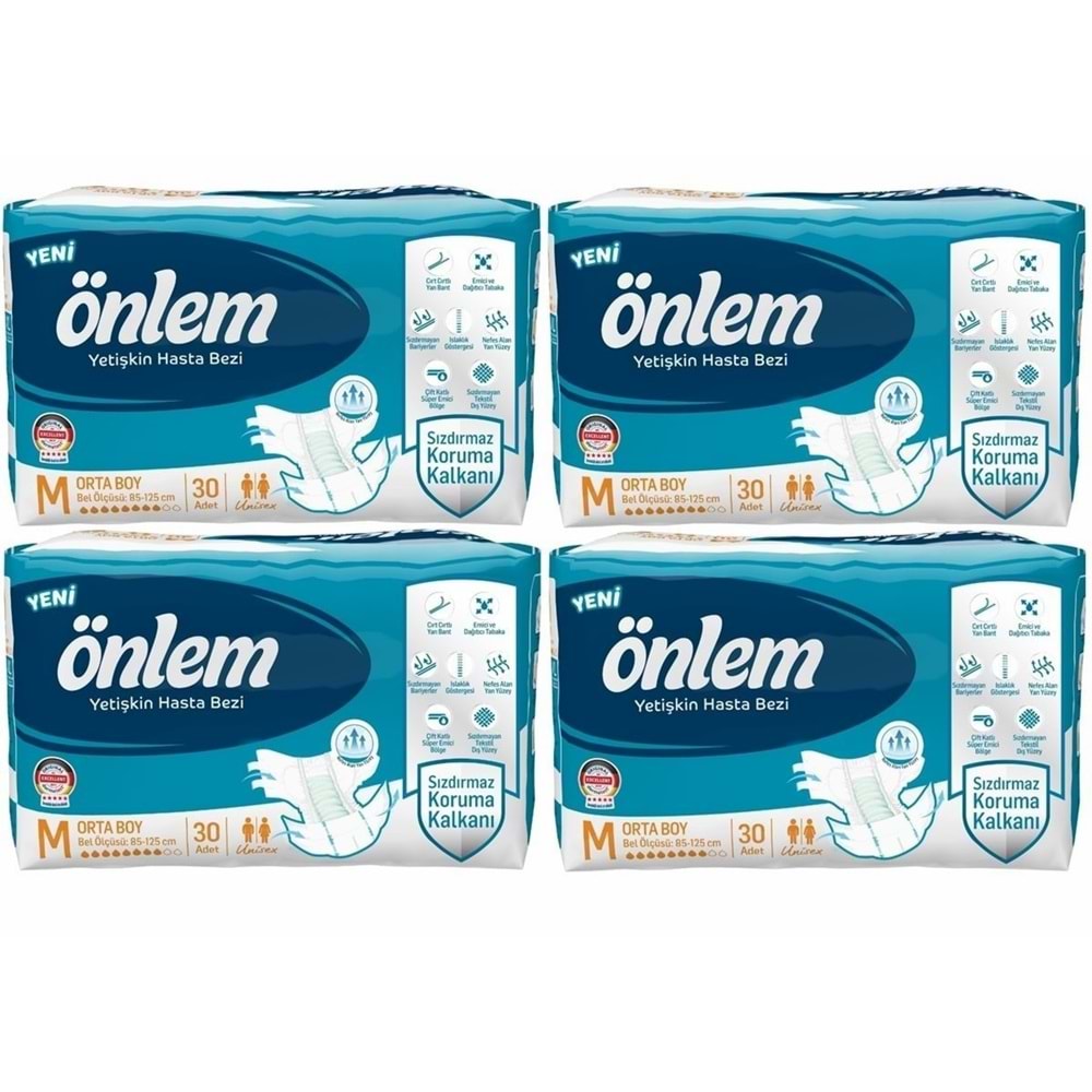 Önlem Bel Bantlı Medium Tekstil Hasta Alt Bez 30*4 120 adet