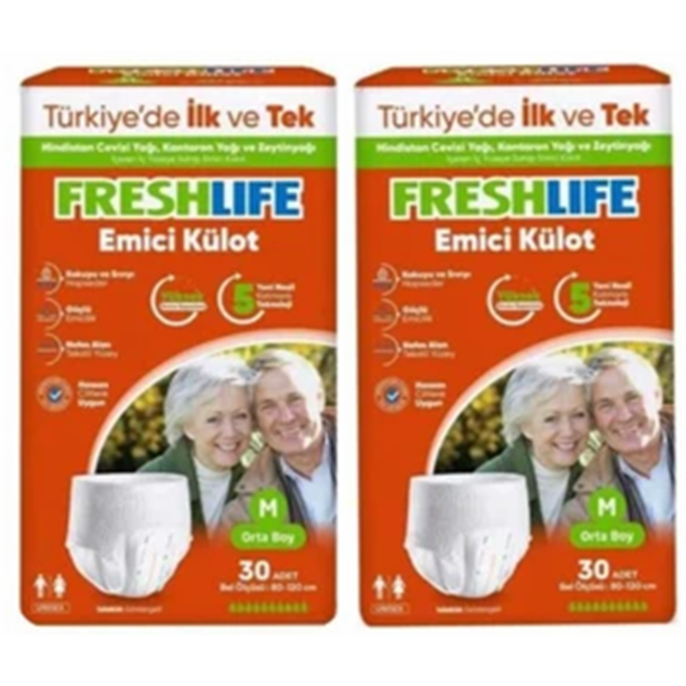 Freshlife külotlu Medium Tekstil Hasta Alt Bezi 30*2 60 adet