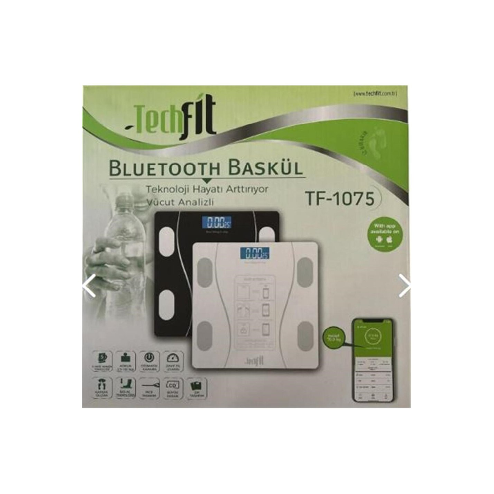 Techfit Dijital Baskül TF-1075 (Bluetooth Özellikli) Hassas Ölçüm (2.5-180kg)