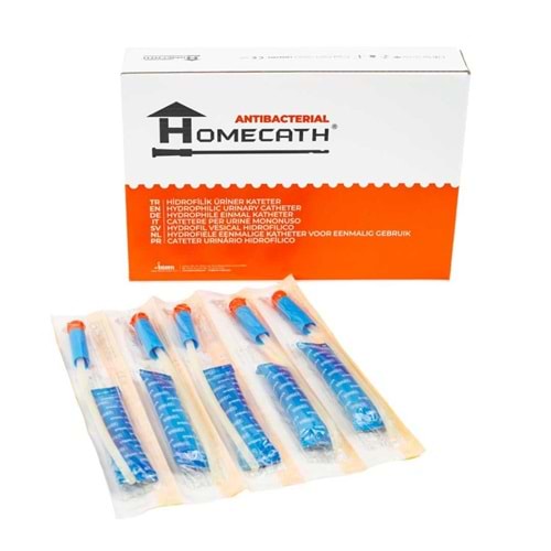 Homecath Antibakteriyal Hidrofilik Üriner Kateter Su Soketli Male 20Cm Ch8 30lu