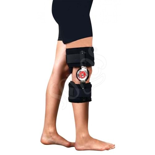 Yan Barlı Ayarlanabilir Eklemli Kısa Diz Ortezi (Açı Ayarlı)