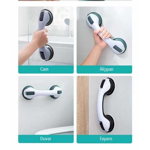 Vantuzlu Banyo Tutacağı - Kayma Düşme Önleyici Kilitli Tutunma Barı