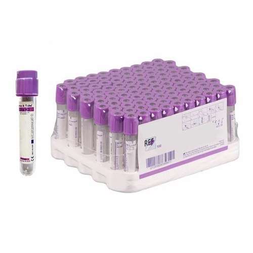 Kan Alma Tüpü. 2-3 ml. K3 Edtalı. Mor Kapaklı (100 Adet) Vacusera