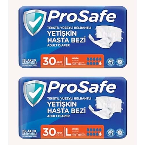 Prosafe Bel Bantlı Large Tekstil Hasta Alt Bez 30*2 60 adet