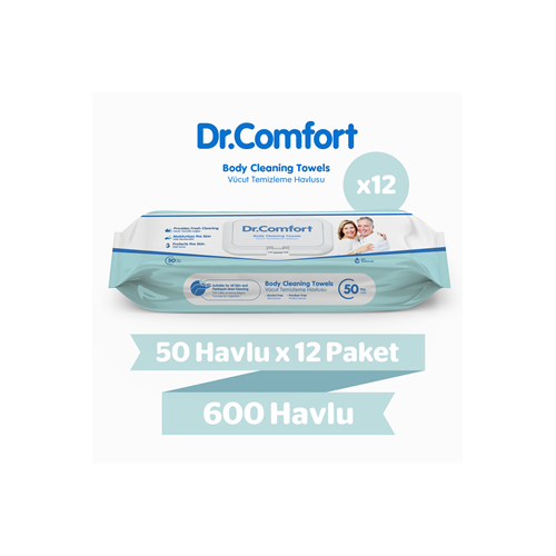Dr.Confort Vücut Temizleme Havlusu 50*12 paket
