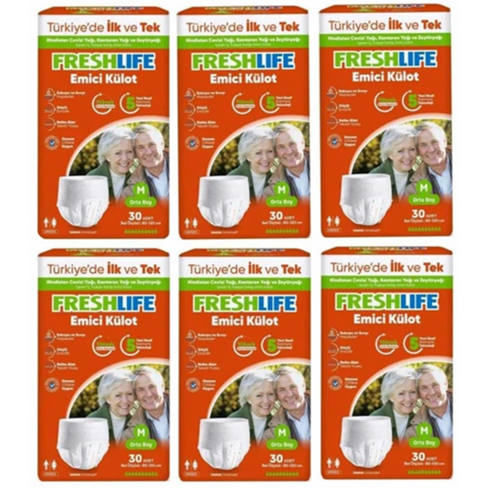 Freshlife Külotlu Medium Tekstil Hasta Alt Bezi 30*6 180 adet