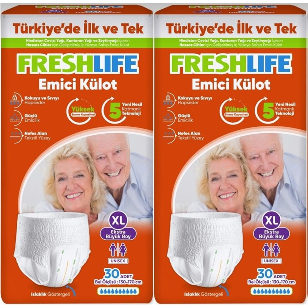 Freshlife Külotlu XLarge Tekstil Hasta Alt Bezi 30*2 60 adet